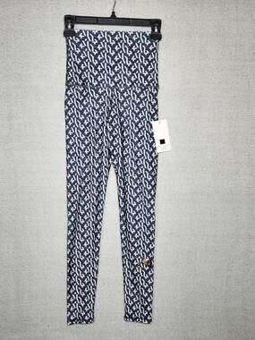 Emily Hsu Mini Logo AKT Print High-Waist Leggings Gray, blue & White Womens S